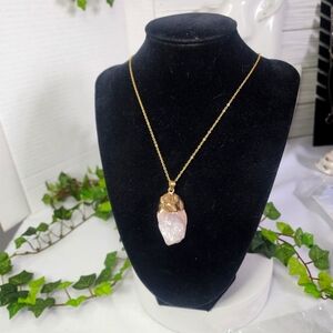 Rose Quartz Pendant with 20" Chain Necklace New